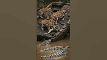 Leopard on the boat bite Python #wildlife #animals #wildanimals #documentary