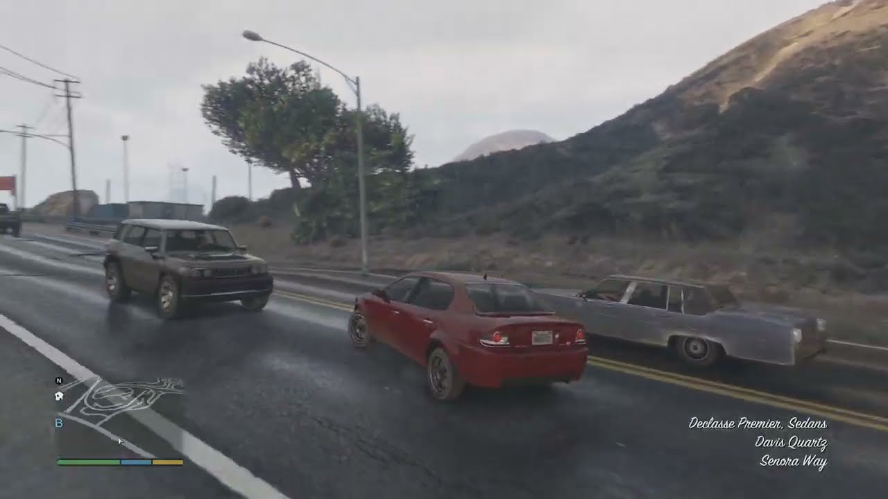 GTA V Michael is driving in Davis Quartz (rainy day evening)