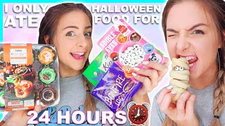 I Only Ate Halloween Food For 24 Hours! + Couples Apple Bobbing Challenge!
