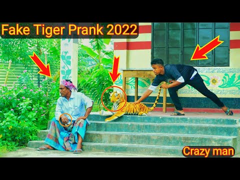 Fake Tiger Prank With Grandpa !! Fake Tiger vs Public Reaction Prank Video By | Razu prank tv