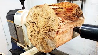 Log to Vase!! Real Time Wood Turning 【職人技】木工旋盤でモノづくり