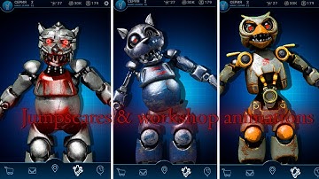 FNAF AR- CASE ANIMATRONICS - Jumpscare & Workshop animations compilation-compilación