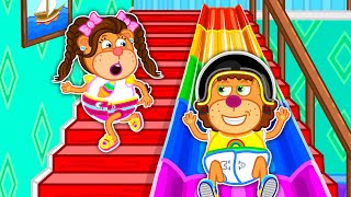 LeonCito | Diapositiva del arco iris | Dibujos animados para niños