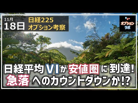 【日経225オプション考察】11/18 日経平均VIが安値圏到達！ ここから急落へのカウントダウンか!?