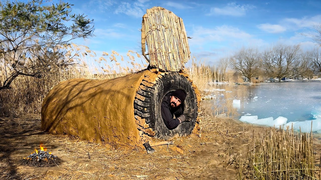 Building a Warm Shelter with Clay and Reeds Survival Skills - YouTube
