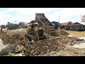 Amazing Powerful Construction Equipment Bulldozer Extreme Moving Dirt with Dump Truck 10 Wheels