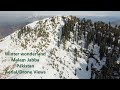 Malam Jabba, Swat, KPK, Pakistan. Winter wonderland, aerial views of snow in 4K