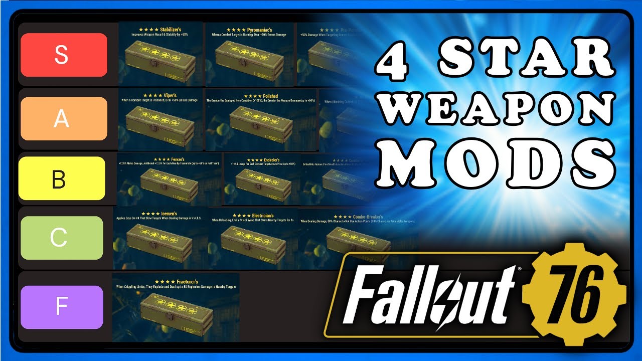 Fallout 76 - 5 Star Legendary Weapons Fallout 76: 4 Star Legendary Weapon Mods - Tier List, Best 4 Star