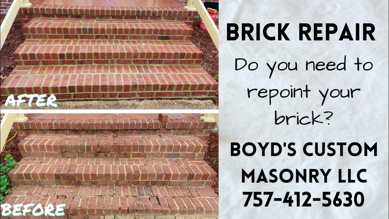 🧱 Brick Repair Do you need to repoint your brick? Boyd's Custom Masonry LLC. 7574125630