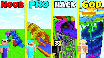 Minecraft Battle: KID WATER SLIDE BUILD CHALLENGE - NOOB vs PRO vs HACKER vs GOD / Animation