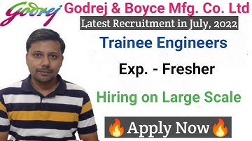 Godrej & Boyce Ltd Hiring for Fresher Trainee Engineers I Fresher jobs I Mechanical jobs I Mnc jobs