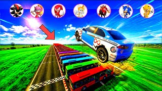 Sonic And Pals Car 🚗 V/S Bus Jumping Challenge 💥 | Who is Survive | 😱#beamngdrive #sonic #survival  screenshot 5