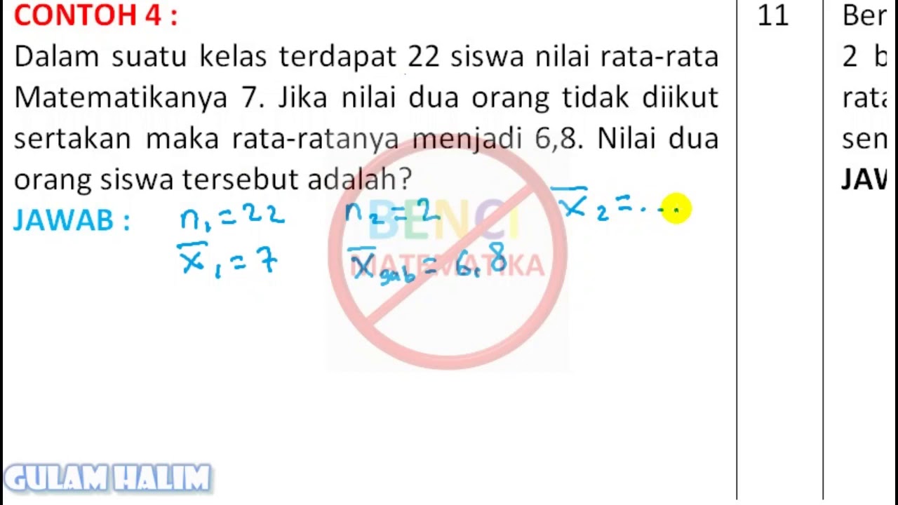 Nilai Rata rata jika ada 2 orang keluar contoh 4 - YouTube