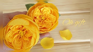 How To Make David Austin Rose From Crepe Paper - English Rose - Oh Gift DIY