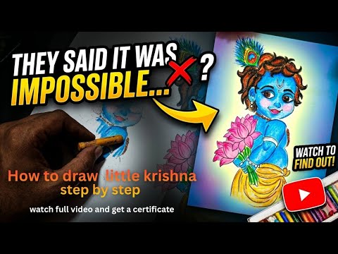 Little Krishna Drawing Step by Step with Oil Pastels | Easy Krishna Drawing for Beginners