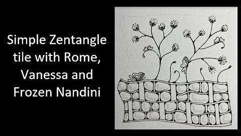 Simple Zentangle tile with the patterns Rome, Vanessa, and Frozen Nandini