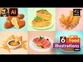 6 Food Illustration Designs in Adobe Illustrator | Speed Art