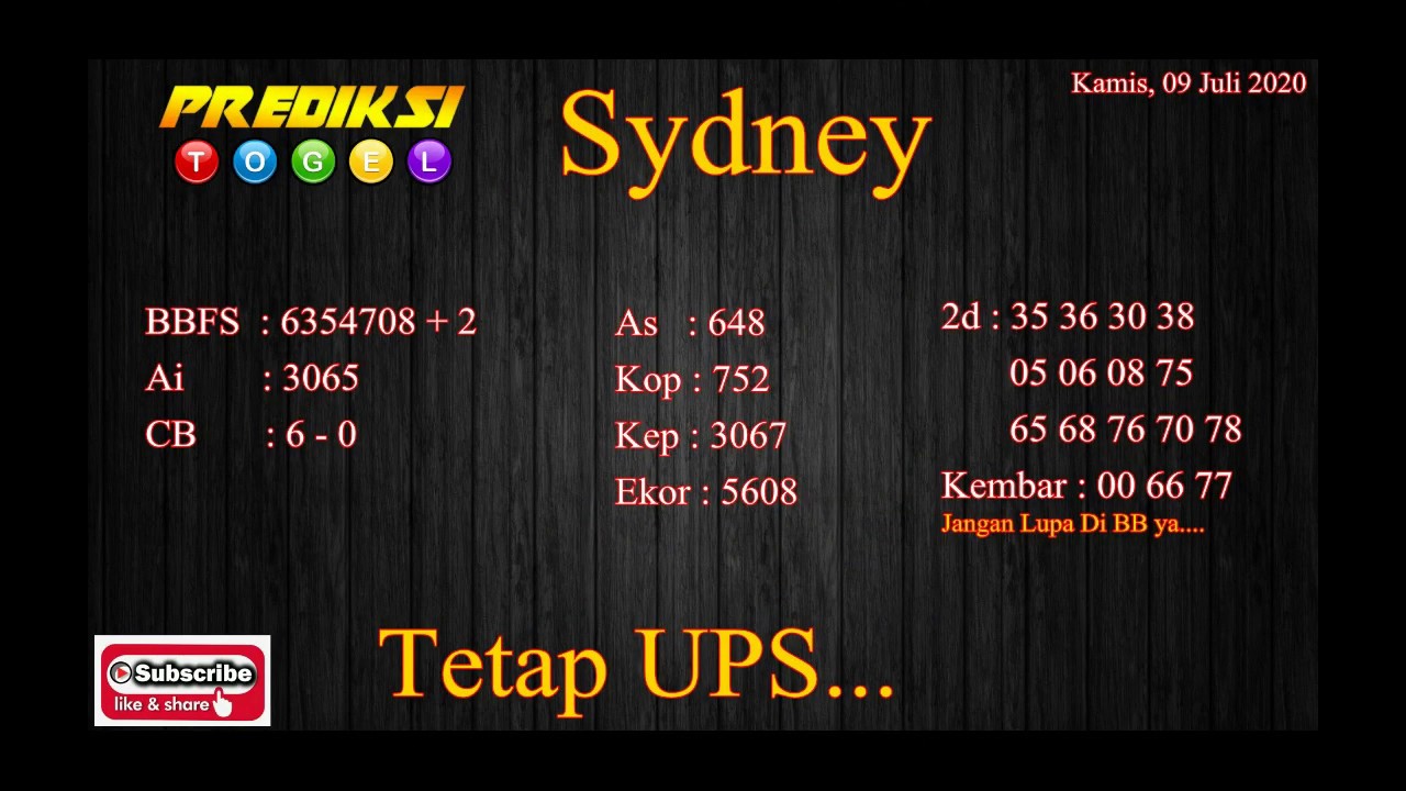 8+ Prediksi Sydney Top Kamis