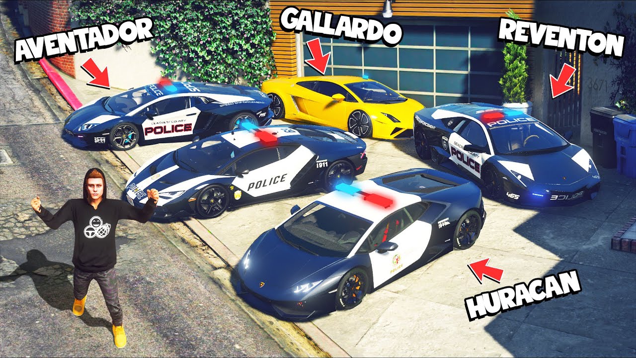 Collecting RARE Police Lamborghini Supercars in GTA 5!! (Mods)