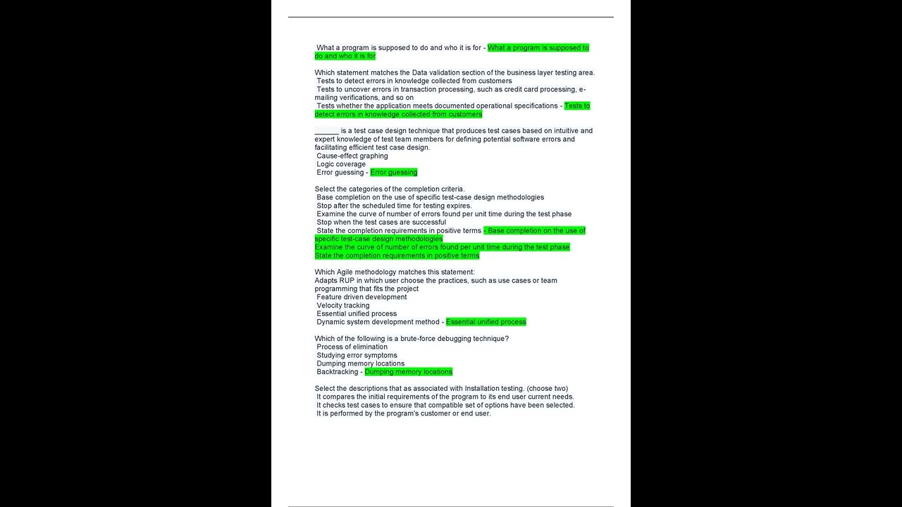 solvedWGU Software Quality Assurance C857 Tests Bank 2022 pdf