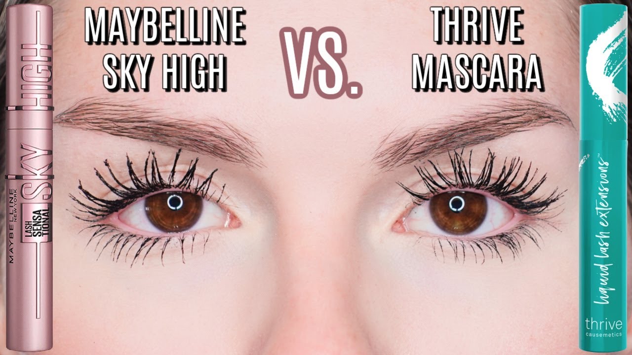 kompromis Feasibility Magtfulde MAYBELLINE LASH SENSATIONAL SKY HIGH MASCARA VS. THRIVE CAUSEMETICS LIQUID LASH  EXTENSIONS MASCARA - YouTube