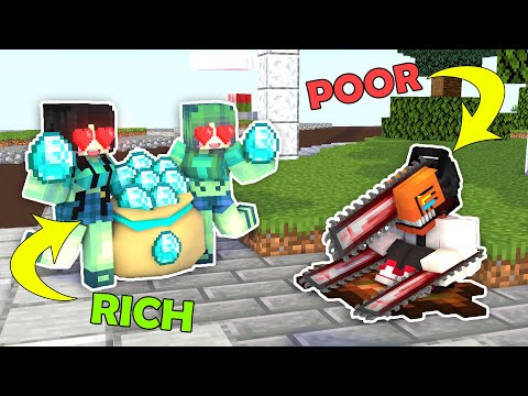 Minecraft Story : Monster School | POOR CHAINSAWMAN with RICH ZOMBIE COUPLES - Minecraft Animation