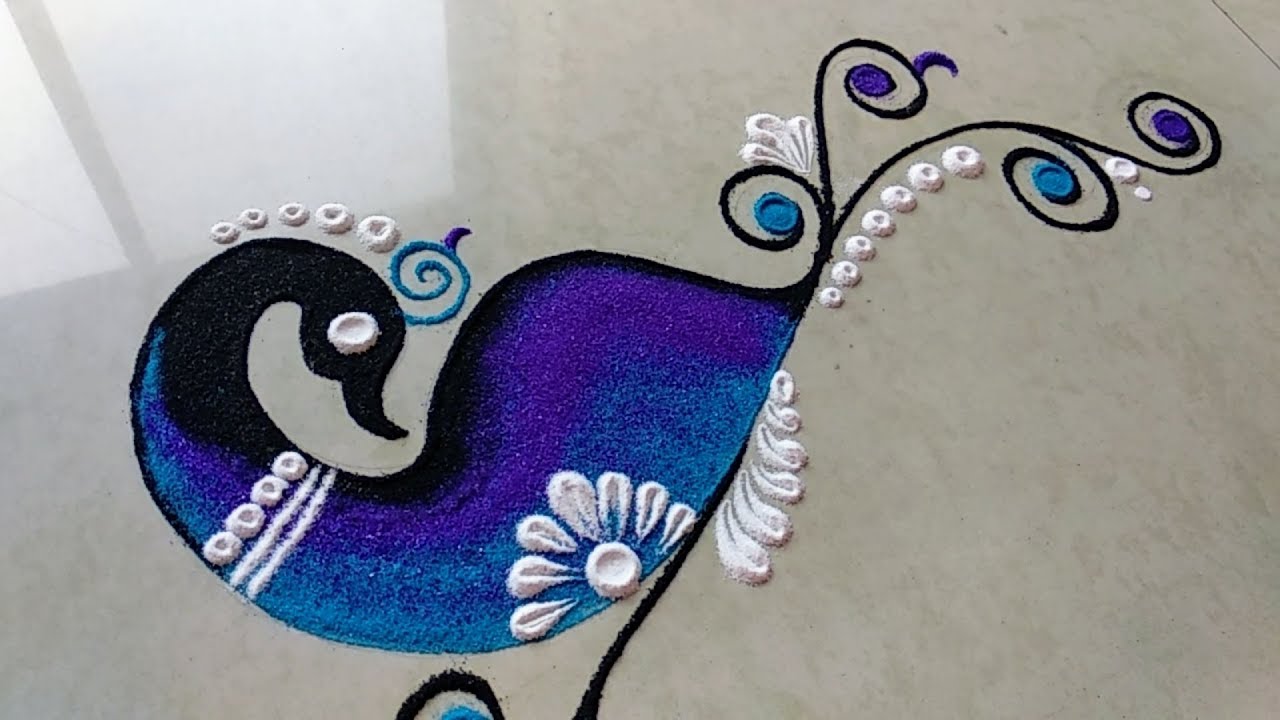 Latest Diwali special peacock rangoli design 2019 - YouTube