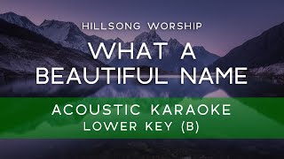 Hillsong Worship - What a Beautiful Name (Acoustic Karaoke Version/ Backing Track) [LOWER KEY - B]