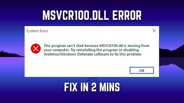 The Program Can`t Start Because MSVCR100.dll Is Missing ( Fix In Just 2 Minutes )