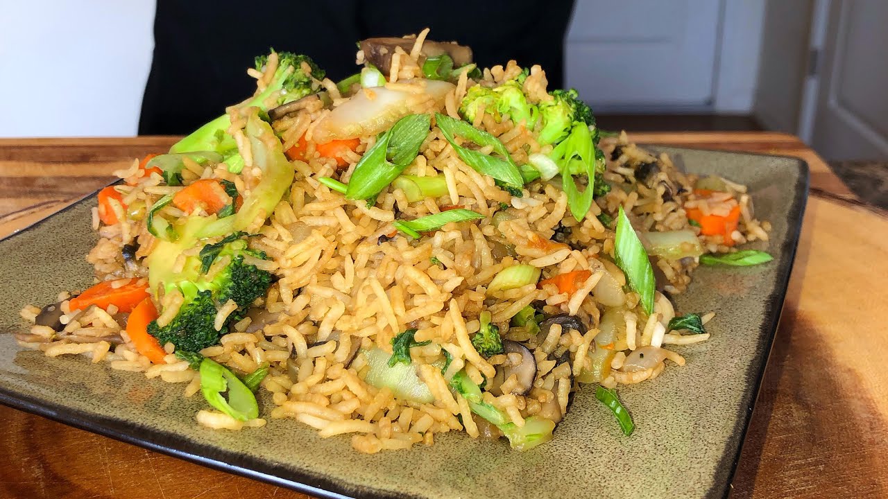 Vegetable Fried Rice with no Oil - plant based recipe - healthy recipe channel
