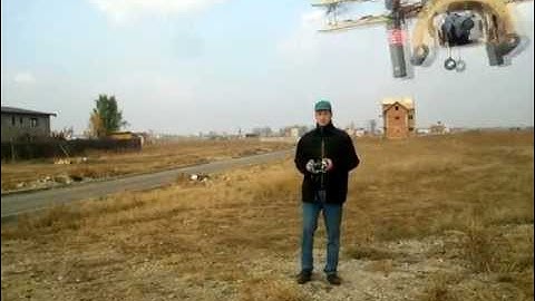 FPV with octocopter and 1Kg payload of handy camera on a tilt mount.