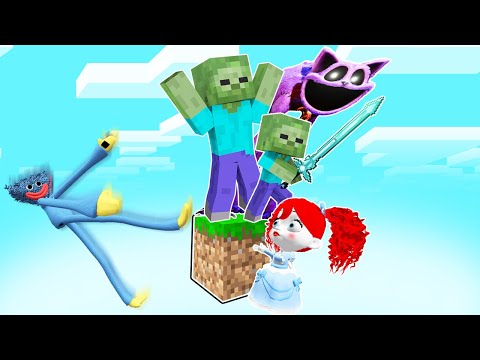 TEK BLOKTA CATNAP AİLESİ İLE HAYATTA KALABİLİR MİYİM 😱 - Minecraft