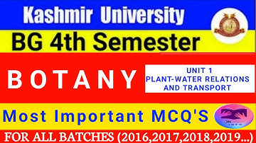 Kashmir University 4th Semester Botany Important Mcqs || Bg 4th Semester Botany Important Questions