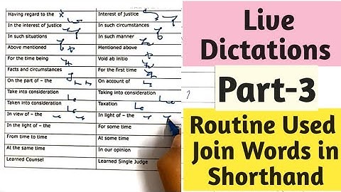 Routine Words Join Shorthand I part 3 I live dictations of routine use join words