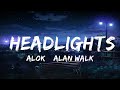Alok Alan Walker Headlights Lyrics Feat KIDDO 30mins Chill Music 