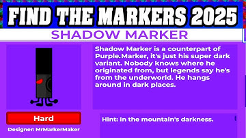How To Find SHADOW MARKER in ROBLOX FIND THE MARKERS🖌️ [UPDATE 2025] [walkthrough]