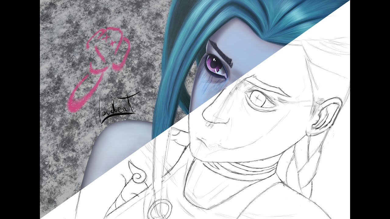Jinx - Arcane Portrait fan-art - Drawing and Speed-paint - Color ...