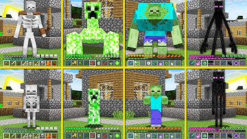 HOW TO PLAY MOBS AND THEIR MUTANT VERSION - ZOMBIE CREEPER SKELETON ENDERMAN IN MINECRAFT BATTLE