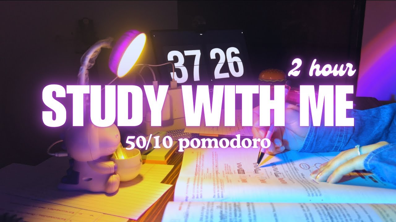 study with me INTENSELY for 2 hours 📚 || 50/10 Pomodoro ☕️|| No Music ...