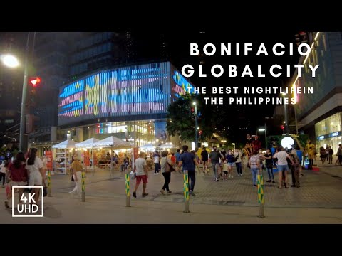 BGC Taguig Philippines Perfect Nightlife Destination for Family & Friends Night Walking Tour | 4K