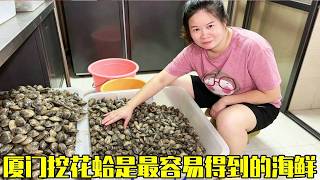 阿青又出门赶海了！厦门挖花蛤是最容易得到的海鲜，但挖完腰都快断了……😩🦪🌊 #挖花蛤 #新农人计划 #乡村守护人