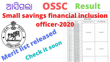 OSSC- small savings financial inclusion officer result out for viva voce test // check ossc result