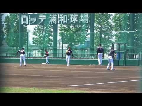 18.5.15　オルモス・土肥牽制の練習　ロッテ浦和