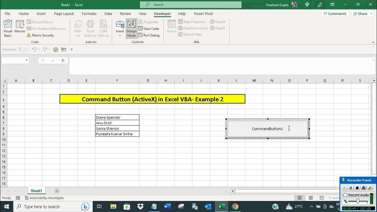 Command button activex in excel vba example 2 youtube