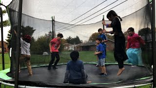 Kids Jumping Trampoline Challenge | Fun Playtime with Friends | Trampoline of Bradley & Baba