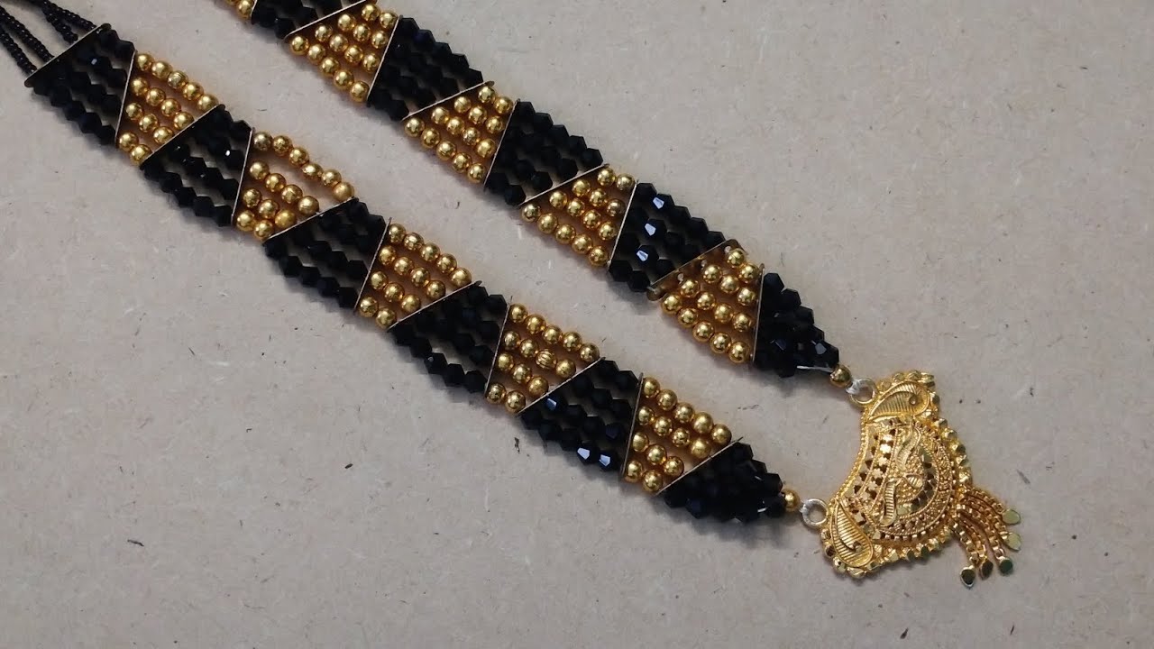 Diy four lines mangalsutra ✨✨# mangalsutra kese banaye ✨# beautiful beats mangalsutra ✨😱 