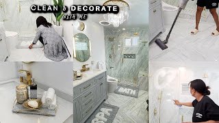 CLEAN \& DECORATE MY NEW BATHROOM WITH ME : EXTREME BATHROOM TRANSFORMATION | OMABELLETV