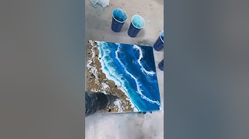 Pouring beach waves with epoxy resin #karenhammondart #epoxy #epoxyresin #beach #resin #resinart