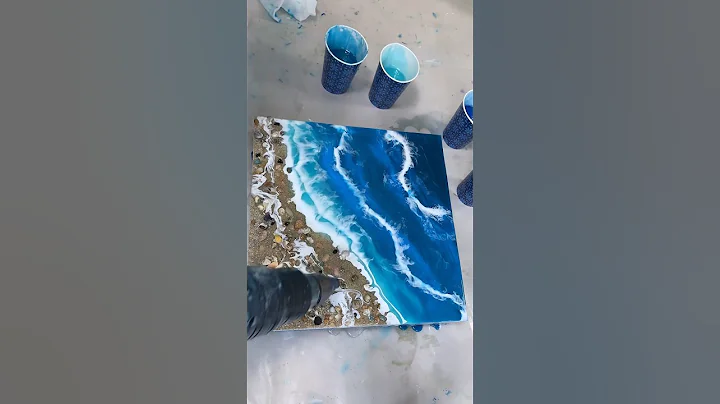 Pouring beach waves with epoxy resin #karenhammondart #epoxy #epoxyresin #beach #resin #resinart
