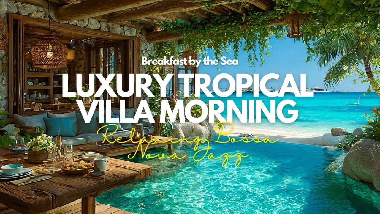 Luxury Tropical Villa Morning 🌴 | Relaxing Bossa Nova Jazz for Breakfast by the Sea
